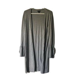 Halogen Sweater Grey Bell Sleeve cardigan open front long womens size small